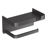 Soporte De Papel Higiénico Adhesivo De Pared Negro, 1 Unidad