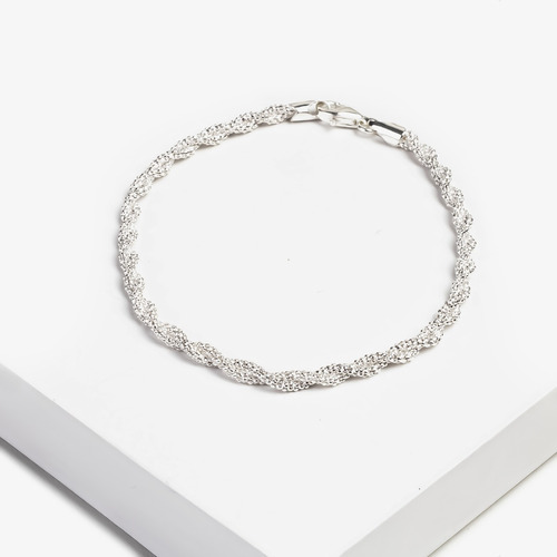 Pulsera Mujer Trenzada Plata 925 Italiana - Garantía Sellada