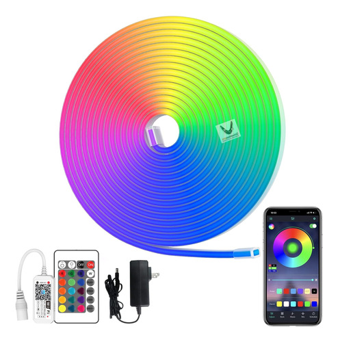 Cinta Neon Flex Led Rgb 5mt Wifi  Control + Adaptador Luz