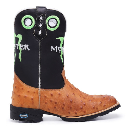 Bota Texana Country Couro Legitimo Estampa Avestruz