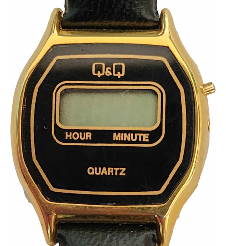 Reloj Pulsera Q&q Classic Black Gold Dama Año 1980 Nuevo