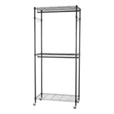 Rack Perchero Ropa Organizador Closet 3 Niveles Ruedas Negro