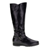 Bota Feminina Mooncity Cano Alto Rasteira 71121 Pto