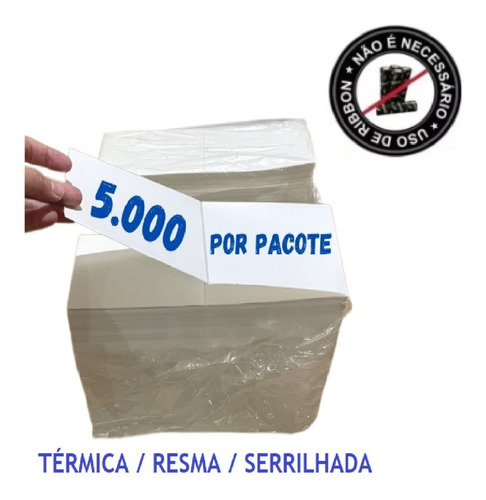 5.000 Etiqueta Térmica 10x15 Resma 100x150 Serrilhada Promo