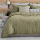 Funda Para Duvet Matrimonial Xl + Fundas Micro-luxe Esquimal Color Verde Diseño De La Tela Lisa