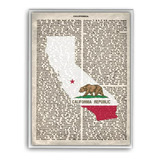 Cuadro De Pared Con Bandera Y Mapa De California