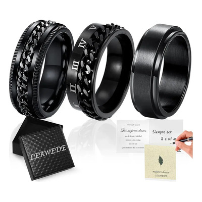 LEAWEDE 3pzs Anillo Hombre De Titanio Acero Inoxidable Minimalista 11 (21mm) regalos para hombres anillo anti ansiedad regalos san valentin | MercadoLibre