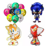 Kit Fiesta Sonic Globos Gamer Decoraciones Cumpleaño 27pcs