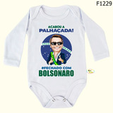 Body Bebê Frases Manga Longa Fechado Com Bolsonaro F1229