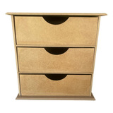 Organizador Multiuso 3 Gavetas Grandes Mdf Cru