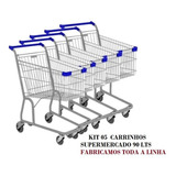 Kit Com 05 Carrinhos Compra 90lts Supermercados E Lojas