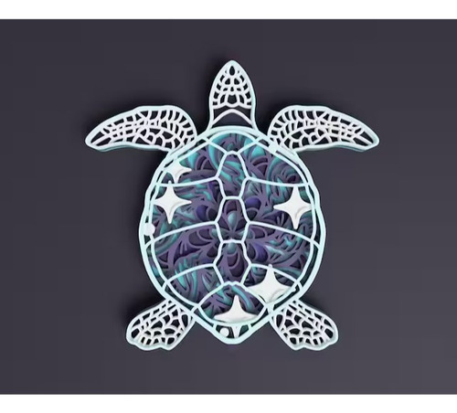 Cuadro Decorativo Tortuga Reptil Mandala En Madera