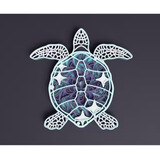 Cuadro Decorativo Tortuga Reptil Mandala En Madera