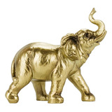 Enfeite Resina Decoração Rack Sala Elefante Dourado 19cm