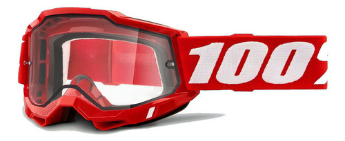 Goggle 100% Accuri 2 Enduro Moto Red Clear Vented Dual Talla Adulto