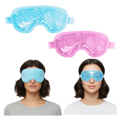 Wfeantl 2pzs Mascara De Hielo Gel Antifaz Dormir Frias Calefaccion,para Dormir, Aliviar Ojeras,Bolsas Hinchazón,Azul Y Rosa | MercadoLibre