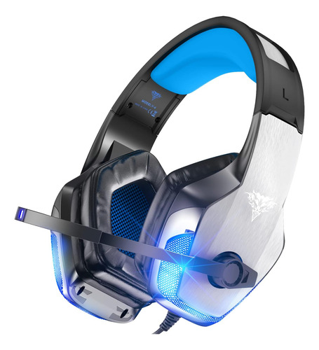 Auriculares Gamer Bengoo V-4 Rgb Led Mic. Azules