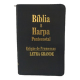 Biblia Evangelica Preta Masculina Ziper Letra Grande Harpa