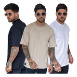 3 Camisas Oversized Modelo Skatista 100% Algodão Fio 30 .1