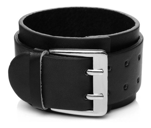 Pulsera De Cuero Negro Punk Rock Hombre Mujer Moda 2019