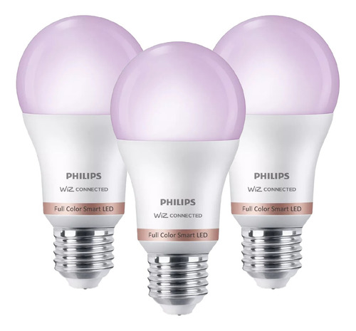 Lámpara Led Color Philips Smart Wifi 8w=60w E27 Pack X3u