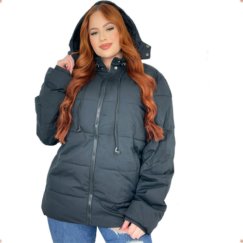 Casaco Bobojaco Jaqueta Puffer Feminina Corta Vento Nylon