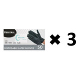 Pack X 3: 150 Und De Guantes Negros Latex Obopekal/ Maxcare 