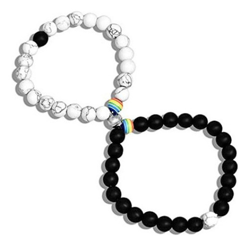 Pulseras Magnéticas Lgbt Pride Rainbow Para Pareja, Cuentas