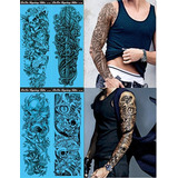 Dalin 4 Hojas Extra Grandes Tatuajes Temporales, Brazo Lleno