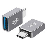 Soku Adaptador Otg Tipo C A Usb 3.1 Velocidad Real 10 Gbps Color Gris