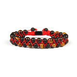 Pulsera Hombre Mujer Ajustable Ojo De Tigre Café Y Onix Mate