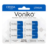 Voniko Cr123a - Pilas De Litio (6 Unidades) - Batería De