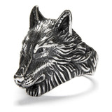 Anillo Lobo Vikingo Color Plata Acero Inoxidable Para Hombre