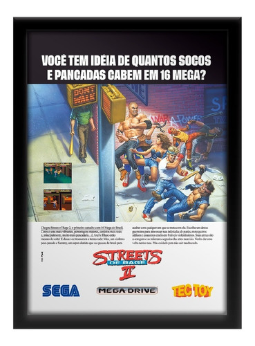 Quadro Anúncio De Revista Street Of Rage 2 Sega Tectoy A3