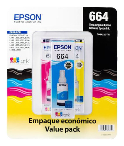 Tinta Epson T664520-3 Pack L120 L1300 L121