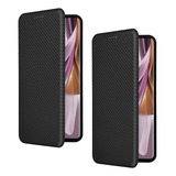 2×funda Tipo Cartera For Oppo Tarjetas Magnéticas Fibra Carb