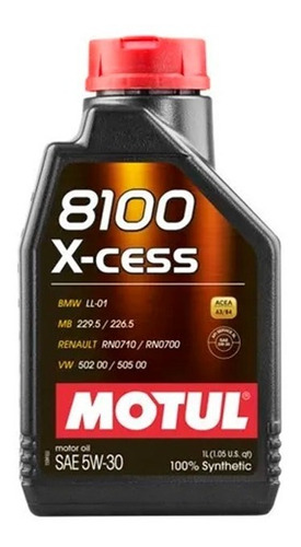 Aceite Sintético 5w30 Para Auto Motul 8100 X-cess 1 Litro