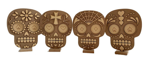 4 Calaveritas Para Altar 25x20 Mdf 6mm