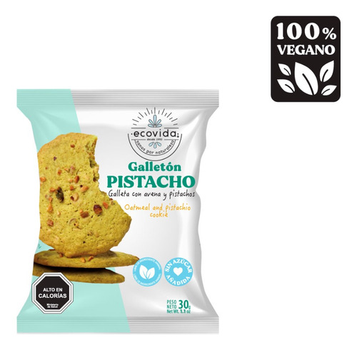 Galletón Ecovida Sin Azúcar Pistacho 30g.