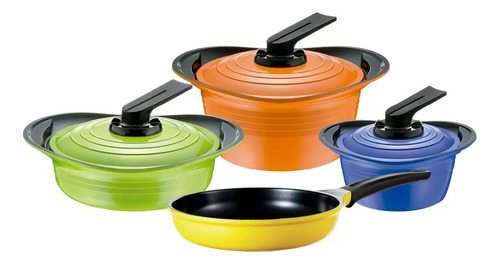 Batería Cocina Juego 7 Piezas Colores Premium Roichen