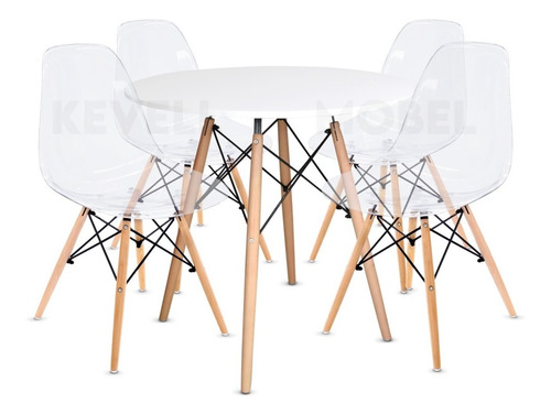 Comedor Moderno Vintage Mesa Redonda  + 4 Sillas Eames