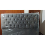 Respaldo De Cama Capitone Pana Gris 2 Plazas Premium