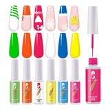 Esmalte De Uas Con Forro De Gel, 6 Colores, Pincel Fino Uv L