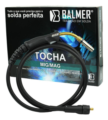 Tocha Solda Mig Mag Balmer Tmg360 3 Metros Arame 0.8 A 1.2mm