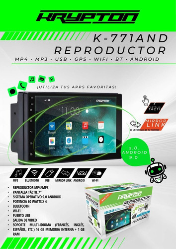 Reproductor Mp3 Con Sistema Operativo Android 9.0 K-771and