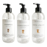 Set 3 Dispenser P/niños Plastico Shampoo+acon+jabon Liquido