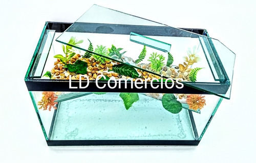 Terrario 25x12x15cm Decorado Aquário Médio Tartarugas Peixes