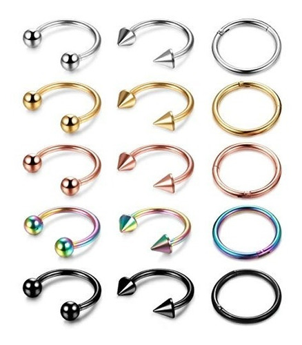 Piercing Aço Cirúrgico Strass Cristal Jóia Kit 10 Peças 