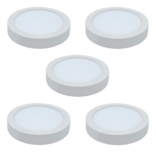 Pack 5 Foco Panel Led Circular Sobrepuesto 18w 