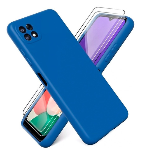 Carcasa Silicona + Lámina De Vidrio Para Samsung Colores